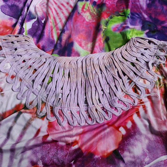 One World Dress Womens Size XL Purple Orange Floral Pullover Sublimation - Picture 5 of 8